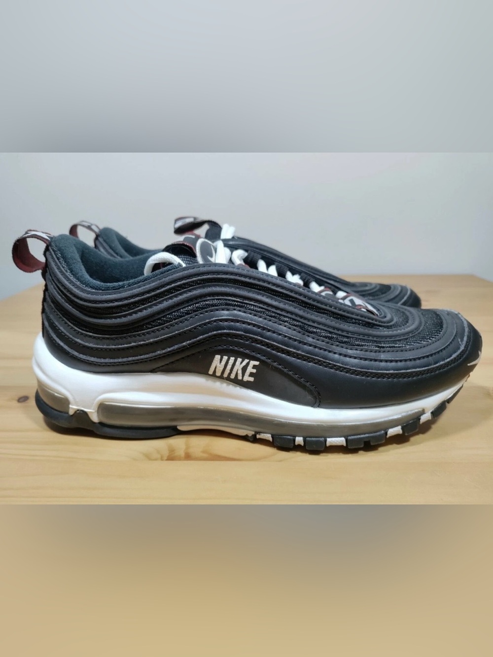 Nike Air Max 97 Premium Black White Red 312834-008 Sneakers Shoes-Mens 8.5